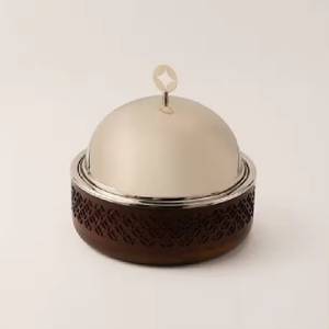 Ensemble chauffe-plats de luxe artisanal en bois et acier inoxydable avec couvercle rabattable, isolé, pliable, empilable, écologique et durable - Product Image 6