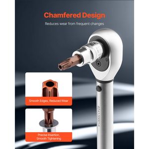 Set di 34 Pezzi di Bussole Torx a Stella e Antimanomissione T6-T70 in Acciaio Legato S2 Cr-V con Attacco da 1/4, 3/8, 1/2 Pollici - Product Image 5