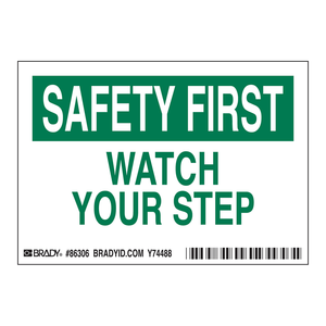 Étiquettes de sécurité autocollantes Brady Watch Your Step, finition brillante durable pour sols de laboratoire et industriels - Product Image 1