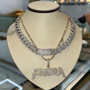 New Trendy Custom Letter Augra Moissanite Diamond Studded Luxury Necklace Sterling Silver Iced Pendant for Party Indian - Product Image 1
