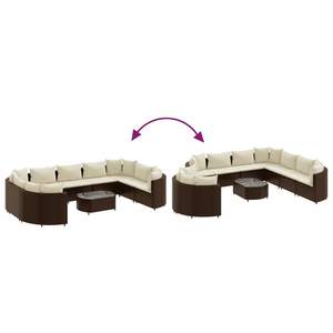 Ensemble de 10 canapés de patio marron et blanc crème pour la détente en jardin - Product Image 6