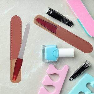 Lima de uñas profesional, paquete de 3 limas de uñas metálicas con punta afilada y estuche de cuero para uñas naturales, 5 unidades y logotipo personalizado - Product Image 5
