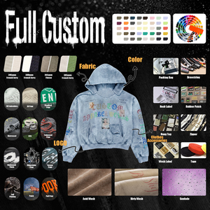 เสื้อฮู้ดดี้โอเวอร์ไซส์แบบสั่งทำพิเศษสำหรับผู้ชาย 450gsm ฮู้ดดี้ฟอกสีซันเบลช ลวดลายมาริลิน มอนโร ทรงบ็อกซี่ฟิต สีน้ำเงิน สไตล์วินเทจ - Product Image 6