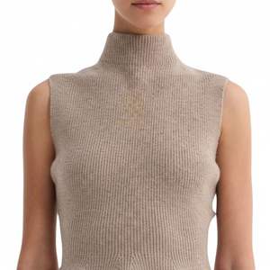 Top de punto tipo peplum sin mangas con cuello simulado para mujer, mezcla de viscosa, ajuste ceñido, cintura con cinturilla, jersey OEM - Product Image 5