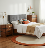 Table de chevet moderne et écologique en bois de manguier massif à 3 tiroirs, pliable et gonflable, pour chambre à coucher, usage domestique