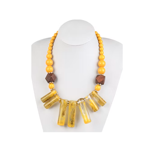 Best Handmade Blue Natural Stone Resin Beaded Necklace Gold Plated Toggle Clasp Casual Unisex Jewelry Round Ball Shape for Woman - Product Image 3