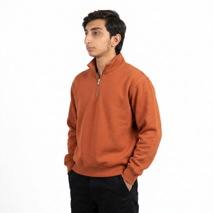 Sweat-shirt personnalisé pour homme à col zippé, en coton premium French Terry, coupe classique, col montant, style streetwear moderne - Product Image 4