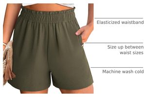 Shorts d'été pour femmes, coupe décontractée, taille élastique avec cordon de serrage, en coton, légers et confortables pour la plage, les voyages et les vacances - Product Image 6