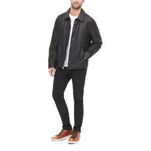 Nouvelle veste matelassée décontractée pour homme en cuir de mouton durable, col montant, poches zippées, imperméable et respirante - Product Image 5