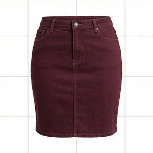 Women High Waist Denim Pencil <b>Skirt</b> Solid Color Mini <b>Tight</b> Fit Casual Style All Seasons Woven Fabric Pocket Design - Product Image 1
