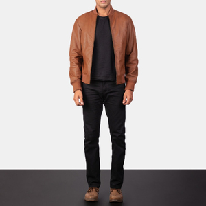 Veste en cuir de style bomber pour homme, vêtements de baseball, impression et broderie personnalisées du logo de la marque, cuir de mouton, vêtements d'extérieur - Product Image 3