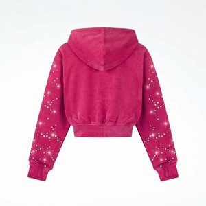Custom Men's <b>Pink</b> Print Logo <b>Tracksuits</b> Sets Hooded Zipper Full Sleeves Loose Fit Autumn Streetwear With Logo And Side Pockets - Product Image 4
