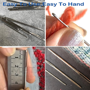 New Arrival Stainless Steel Hair Weaving Needles Premium Large Eye Straight Needles in Storage Tube with Wire Threader Tool - Product Image 5