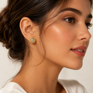 Pendientes de Oro Amarillo de 18K con Diamantes en Forma de Rayos de Sol para Mujer, Acabado Pulido, Clásicos para Uso Diario, Fiestas, Bodas, Regalo de Joyería - Product Image 1