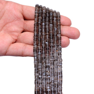 Moonstone 5mm-6mm Heishi Smooth <b>Spacer</b> Beads Natural Grey Moonstone Semi Precious Gemstone Tyre Rondelle Wheel Beads For Jewelry - Product Image 5