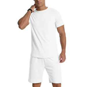 Wholesale New 2026 Professional Quality Men's Casual Summer t shirts Set Short-Sleeved <b>TShirt</b> with Solid Pattern Two Piece Set - Product Image 4