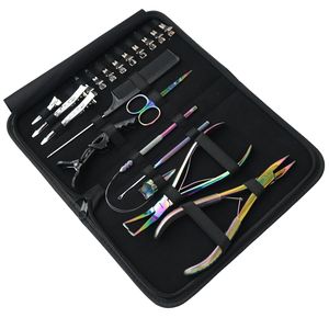 Hair Extension Salon Tools <b>Set</b> for Use with Beads <b>Crimping</b> Tool Removal Pulling Loop Tool Tail Comb & Scissor Accessories Kit - Product Image 6