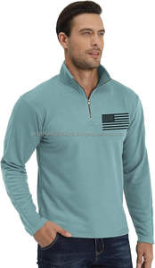 Pull-over à poche graphique drapeau américain pour hommes, pulls à manches longues à col montant et fermeture éclair, vêtements d'hiver personnalisés OEM, collection 1/4 - Product Image 2