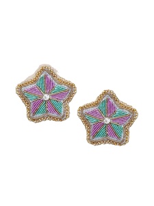 Collection de boucles d'oreilles brodées chic et colorées Fils rayonnants Boucles d'oreilles multicolores audacieuses Designs éblouissants: Boucles d'oreilles brodées - Product Image 3