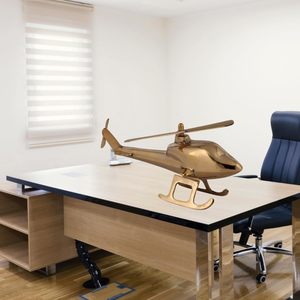 Modèle d'hélicoptère décoratif en métal, en laiton, artisanal, objet d'art vintage pour la maison, le bureau et les cadeaux - Product Image 3