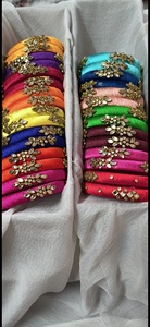 Vibrant Silk Thread <b>Bangles</b> Premium Quality Silk Thread intricate Kundan stonework lightweight <b>bangles</b> - Product Image 2