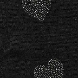Short en jean noir taille haute avec embellissements en sequins en forme de cœur, ourlet effiloché, style cinq poches, fermeture boutonnée, tenue décontractée - Product Image 6