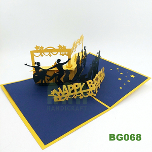Custom 4 <b>Color</b> Printed Matte Varnishing Rectangle Happy Birthday 3D Pop Greeting Cards Souvenir Handmade Paper Material <b>Envelope</b> - Product Image 5