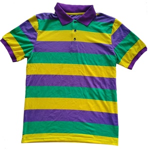 <b>Men's</b> Striped Knitted <b>Polo</b> <b>Shirt</b> Short Sleeve Casual Color Blocked Design Purple <b>Green</b> Yellow - Product Image 1