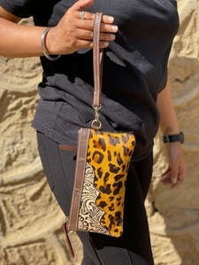 Cartera de mano de cuero con herramientas para mujer, monedero con pelo, elegante, de cuero - Product Image 2