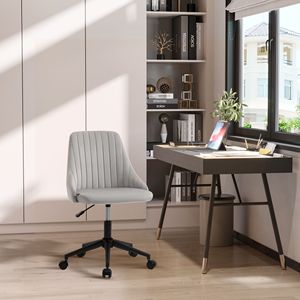 Sedia da Ufficio Girevole in Velluto con Schienale Medio Scanalato, Sedia Direzionale Regolabile in Altezza, Materiale in Rete, Colore Ardesia - Product Image 2