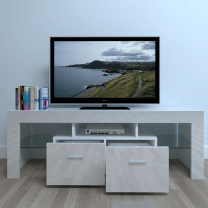 Mobile TV LED Bianco per Casa e Hotel, Personalizzabile, Decorazione Domestica con Due Cassetti, Console e Supporto TV - Product Image 6