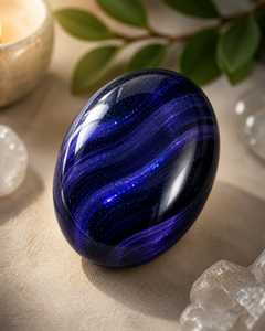 Pierre de palmier en obsidienne indigo, verre volcanique poli et lisse, pierre de méditation pour l'ancrage, le soulagement du stress et la guérison - Product Image 3