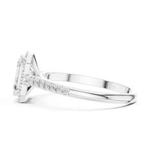 Anillo de Compromiso Clásico con Marco Real, Corte Esmeralda de 1.07 CT, Halo de Diamantes Pavé, Estilo Real Elegante - Product Image 2