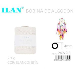 Cordon en coton Ilan 4 mm blanc 250 g pour la fabrication d'attrape-rêves - Product Image 3