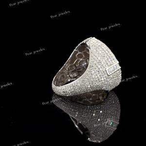 <b>Iced</b> Out HipHop Luxury Moissanite <b>Ring</b> 925 Silver Round Brilliant Cut Micro Insert Unisex Everyday Wear - Product Image 2