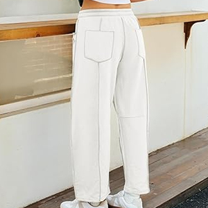 Pantalon de jogging décontracté d'été pour femme, taille haute, coupe ample, avec cordon de serrage, jambe large, style streetwear, vente en gros - Product Image 3