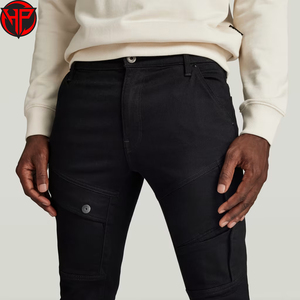 Tissu jersey mercerisé noir en mélange de ramie et de nylon, extensible, respirant et absorbant l'humidité, pour jeans homme - Product Image 1