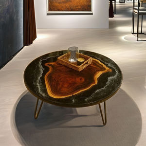 Table à manger rectangulaire en bois d'acacia et résine moderne, résistante à l'eau, pour les célébrations de mariage et d'anniversaire, design de plateau - Product Image 3