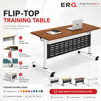 Table de formation ergonomique moderne Ergonovapro avec panneau de modération rabattable, bureau de réunion pliable, mobilier collaboratif pour bureau à domicile