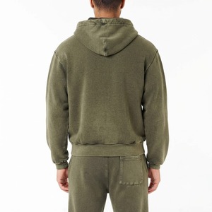 Sweat à capuche zippé pour homme en molleton de coton mélangé de qualité supérieure, avec manches contrastantes, poche kangourou, style décontracté et sportif - Product Image 2