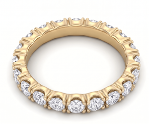 Bague d'éternité en diamant, taille brillant rond, bijoux fins classiques, bague de fiançailles - Product Image 1