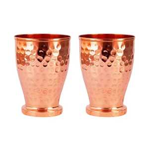 Tasse en verre en cuivre pur avec paille, bande perlée et motif martelé central, pour usage au bureau, tasse Moscow Mule, récipient à boisson Ayurveda, vaisselle de table - Product Image 4