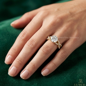 Luxury Twisted Band Lab Grown Brilliant Cut Diamond Engagement <b>Ring</b> for Women <b>925</b> Sterling <b>Silver</b> 9K-18K Gold IGI Certified - Product Image 5