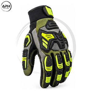 Gants de travail robustes anti-choc avec protections sur les phalanges, fermeture de poignet réglable, pour la manutention industrielle et les travaux en extérieur - Product Image 4