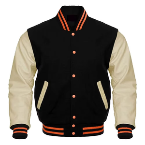 Blouson Bomber Baseball Varsity Ultra-Léger à Col Montant, Manches en Polyester, Corps en Laine, Couleurs d'Équipe Hiver, Coupe-Vent – Meilleures Ventes - Product Image 1