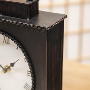 Vintage Mantel <b>Clock</b> Large Rustic Distressed Metal Table <b>Clock</b> with Handle Silent Non Ticking Quartz Movement Antique Brown Fire - Product Image 2