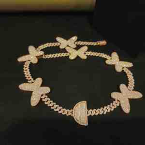 Chaîne cubaine papillon de luxe en argent sterling plaqué or avec diamants de laboratoire, bijoux hip-hop unisexe, cadeau 8MM - Product Image 4