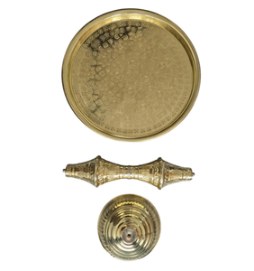Mesa auxiliar de latón hecha a mano, antigua y elegante, con bandeja redonda grabada, mesa de centro dorada antigua, accesorio decorativo para sala de estar - Product Image 4