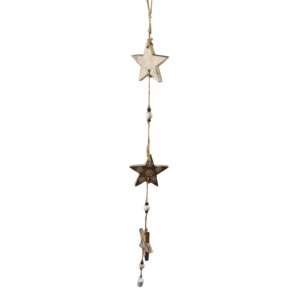 Guirnalda de Madera Hecha a Mano con Diseño de Estrellas Colgantes, Adornos Navideños de Interior con Acabado Natural - Product Image 1