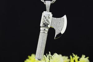 Colgante de Hacha Vikinga con Moissanita, Plata 925, Hacha de Batalla, Joyería Personalizada de Guerrero Estilo Hip Hop Iced Out, Mitología Nórdica, Chapado en Oro, Moda - Product Image 2